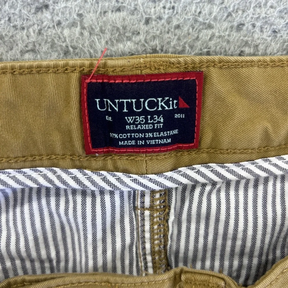 UNTUCKit Pants Mens‎ 35x32* Brown Khaki Don Santiago Chinos Straight Leg Stretch